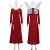 Seaehey Womens Fairy Costume Red Sequin Dress Wings Wand Glasses