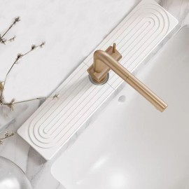 Aisetmoon Diatomaceous Faucet Absorbent Mats, 23.6" x 3.9" Super Absorbent Quick Drying Faucet Water drip Drying Pads, Diatomite Drying mat for Bathroom Kitchen Sink, Countertop(White)