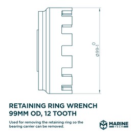 Marine Tech Yamaha Retaining Ring Wrench 99mm OD, 12 Tooth, Attachment to Wrench Handle (AMT0031), Fits Yamaha Retaining Rings, Removes Bearing Carriers