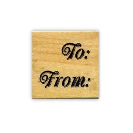 Sweet Grass Stamps gift tag mounted rubber stamp TO: FROM: - fancy font, birthday, Christmas #7