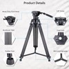 Video Tripod with 360 Panoramic Fluid Drag Pan Head Heavy
