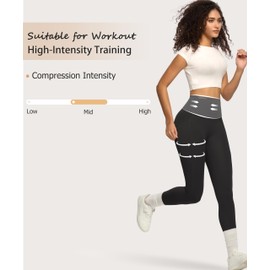 Curvphilo Tummy Control Leggings with Pockets Compression Butt Lifting High Waist Pants for Women (US, Alpha, Medium, Regular, Regular, 25" Inseam, Black)