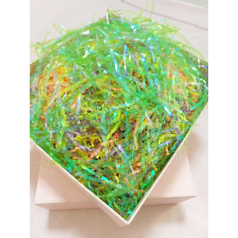 Lridescent Rainbow Easter Grass Crinkle Cut Paper,Raffia Basket Shreds Tissue