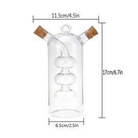 HOUNKUI 2 in 1 Olive Oil and Vinegar Dispenser, Multifunctional Glass Oil and Vinegar Dispenser, with Cork Stopper to Store Cooking Tools