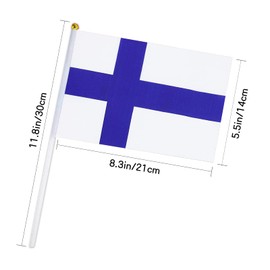 Finland Flag Small Finnish Flag 12 Pack Mini Hand Held Finnish Flags on Sticks for Party Parades Sports Events Patriotic Holiday Decorations