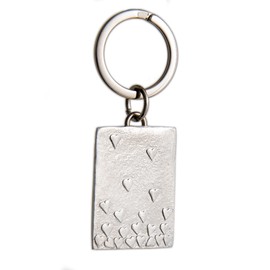 Hand Made Pewter Floating Hearts Key Ring