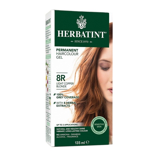 Herbatint Permanent Hair Colour Gel Light Copper Blonde 8R 135mL