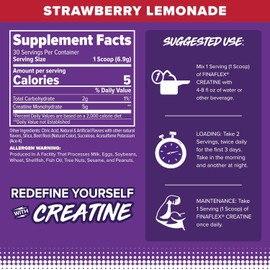 FINAFLEX Creatine Powder – Calypso Strawberry Lemonade Flavor, 30 Servings – Pure Monohydrate for Muscle Strength, Growth & Recovery          출처