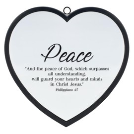 Elanze Designs Peace Heart Shaped Black 12 x 12 Metal and Glass Wall Mounted Mirror