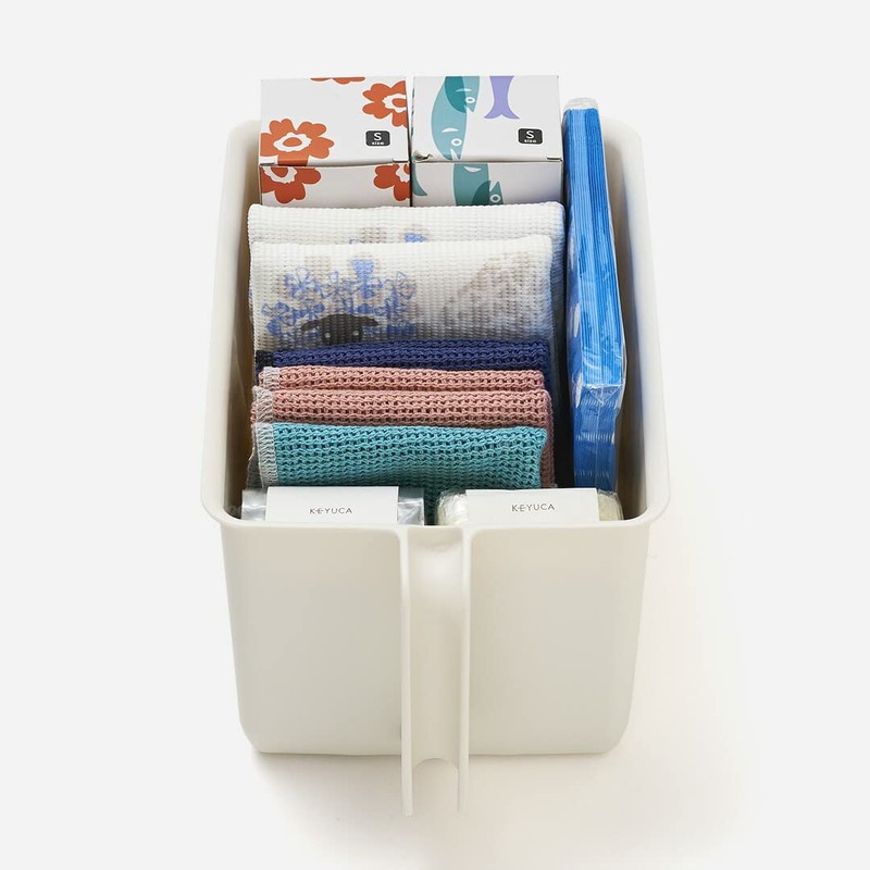 KEYUCA Handled Storage Box, Kitchen Storage (with Handle) Off-White, Small