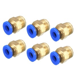 Sourcingmap Air Compressor 1/4PT Male Thread to 6mm Hole Dia Quick Coupler 6Pcs - Gold/Blue