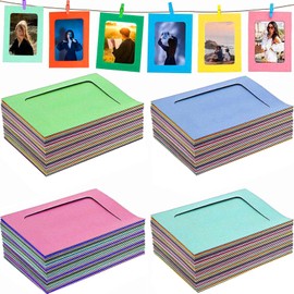 40PACK DIY Kraft Paper Cardboard Photo Frame with Wooden Clips and String Set,White/Black, 10x15 Kraft - Fits 4"x6" Pictures (Colorful 40pcs)