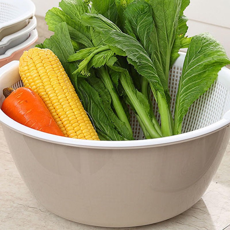 HAOHIZE Plastic Colander, Double Layer Colanders Bowl Set Vegetable Fruit
