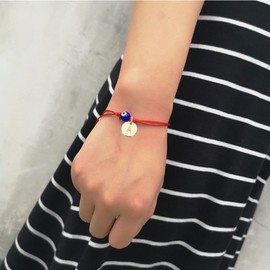 JczR.Y Pulseras de mal de ojo, cuerda roja, pulsera de disco, hecha a mano, buena suerte, eslabones de protección, joyería de Ojo para mujer, Metal, Diamantes de imitación