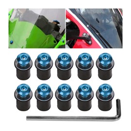 CGEAMDY Pack of 10 Windscreen Nuts, 5 mm Motorcycles Windscreen Screws, Multifunctional Car Accessories, for Motorcycles Windscreens (Blue)