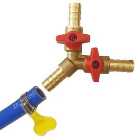 BesNPT 5/16" Hose Barb valve, Brass 3 Way Shut Off Valve Y Shaped 2 Switch Ball Valve