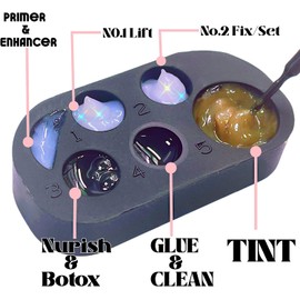 Eyelash Perm Pads Lash Lift Rods Eyelash Perm Silicone Pads 5 Sizes Reusable Soft Lash Lift Pads Shield for Different Length Eyelashes Perfect Lifting (Black Lotion Pallet)