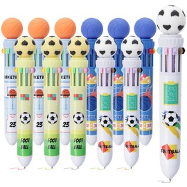 Multicolor Ballpoint Pen 0.5mm, 10-in-1 Colored Pens Fine Point Retractable World Cup Soccer Ballpoint Pens for Office School Supplies Students Kids Birthday Gifts, 12 Pack