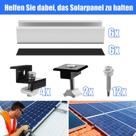 Coomoors 12 cm Solar Panel Mount Kit, Solar Panel Bracket, Adjustable Black Clamp for 30-35 mm Thick Modules, Solar Panel Mounting Set for Balcony Power Station Bracket Flat Roof