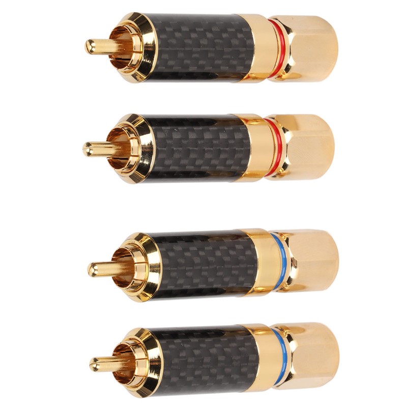 4Pcs RCA Sound Plug Carbon Fiber Gold Plated Oxidation Resistance