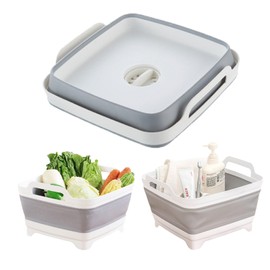 VGE Collapsible Wash Basin & Portable Sink for Kitchen, Camping, RV - Multi-Use 2.4 Gallons Foldable Dish Pan, Space-Saving Baby Bottle Washer, Storage Bin with Drain & Handle | BBQ Prep Tub