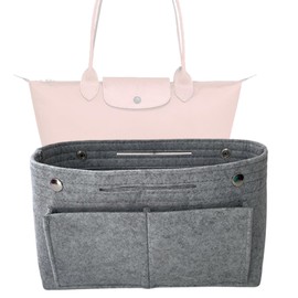 Inner Pocket for Handbags, Felt Bags, Organiser, Shopper Inner Pocket for Shopper (32 x 10 x 18 cm), with Multiple Compartments, Grey Organiser Bag, Soft and Lightweight, Suitable for Shopper (Grey)