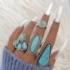 Navirix Vintage Turquoise Western Rings for Women,Exaggerated Chunky Oval Floral
