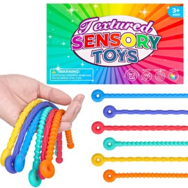 Gosknor 6pcs Stretchy String Toys, Adjustable Fidget Toys Calming Textured Bracelets Stress Relief Quiet Hand Rings for Children, Kids and Adults