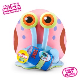 Snackles Character SpongeBob Squarepants 14-inch Plush (GARY THE SNAIL) by ZURU, Plush with Snack Accessory