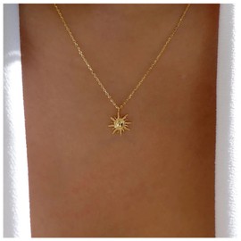 Inilbran Boho Sunburst Choker Necklace Vintage Rising Sun Necklace Gold Sun Celestial Collar Necklace Minimalist Spike Sun Pendant Necklace Jewelry for Women and Girls