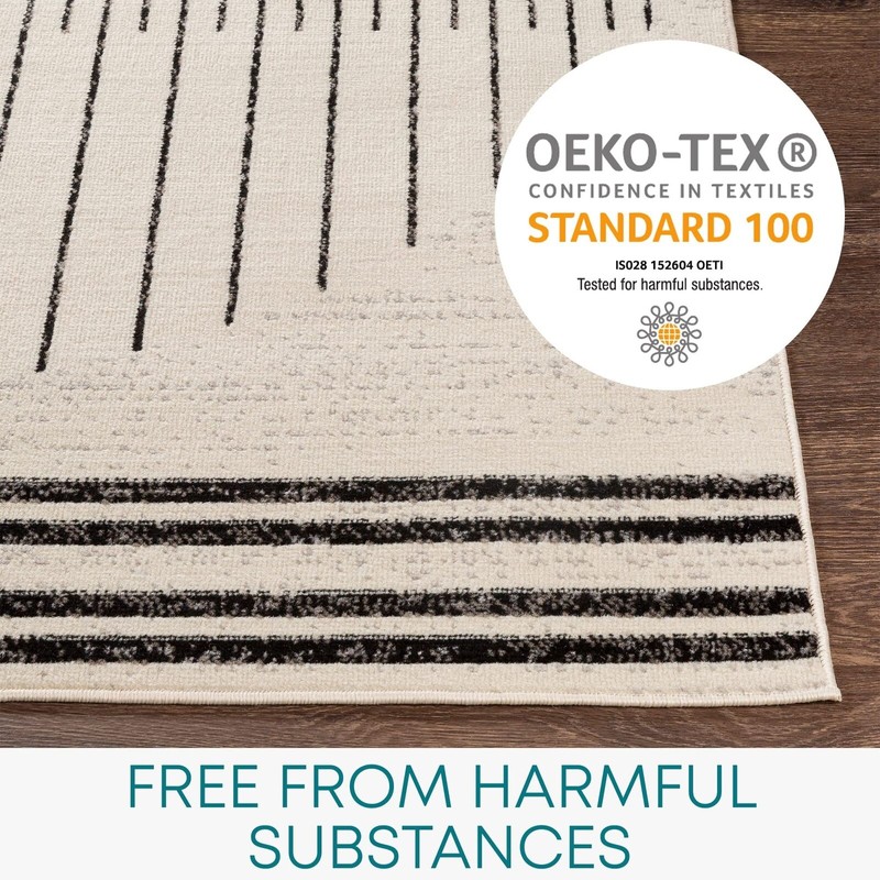 Livabliss Penrod Modern Geometric Runner Area Rug,2'7" x 7'3",Black/Ivo