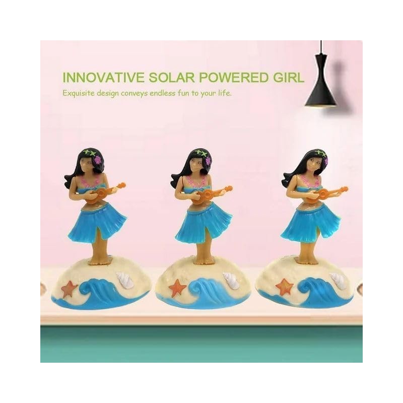 Blue Solar Powered Dancing Figures Decoration -Hawaii Shaking Head Ornaments