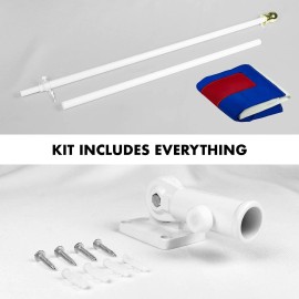 UD_G128 Combo Pack: 5 Ft Tangle Free Aluminum Spinning Flagpole (White) & Christian Flag 2.5x4 Ft, ToughWeave Series Embroidered