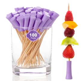 4.72 Inch Golf Tee Toothpicks Appetizers Golf Themed Tee Skewers Golf Tee Cocktail Picks Bamboo Cocktail Skewers Pink for Golf Theme Party Decorations Catered Events Supplies (Purple, 100 Pieces)