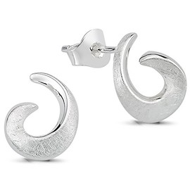 Vinani 2OST Spiral Stud Earrings Playfully Brushed 925 Sterling Silver, Sterling Silver, No Gemstone