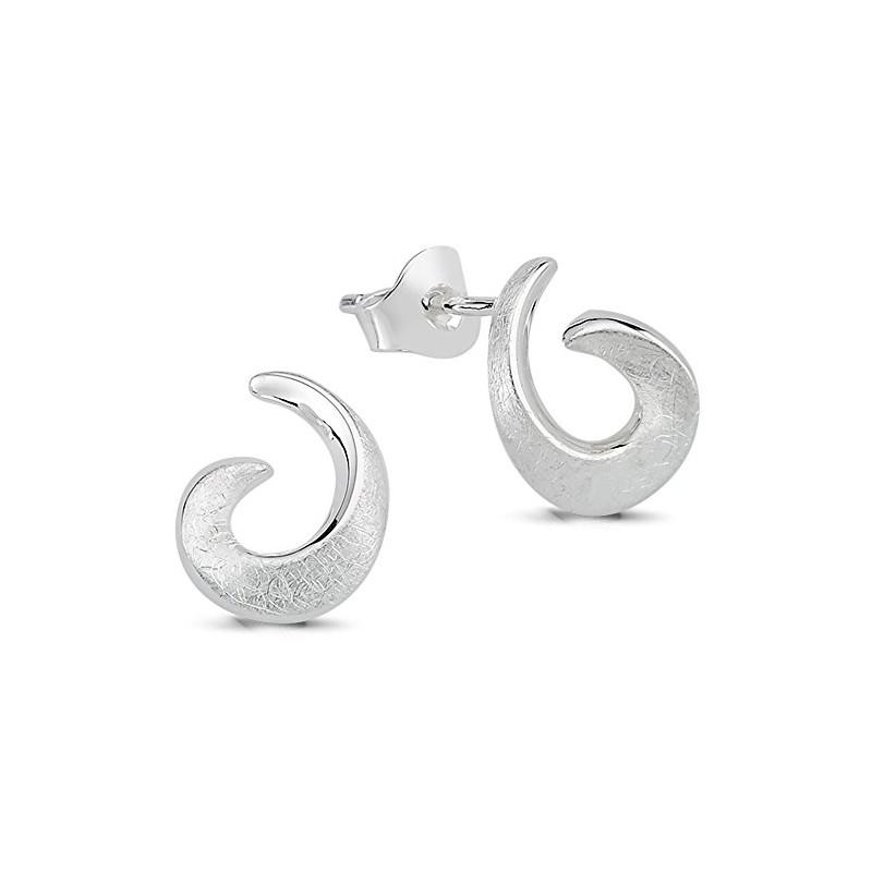 Vinani 2OST Spiral Stud Earrings Playfully Brushed 925 Sterling Silver,