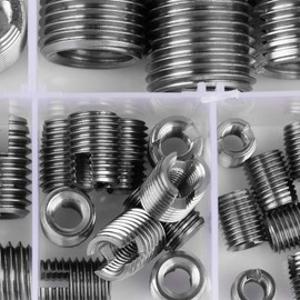 50Pcs Stainless Steel Inner Thread Self Tapping Thread Inserts Set, Thread Reinforce Repair Tool with Storage Case, M3/M4/M5/M6/M8/M10/