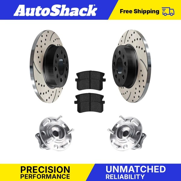 Auto Shack Rear Wheel Bearing Hubs Drilled Rotors Black &
