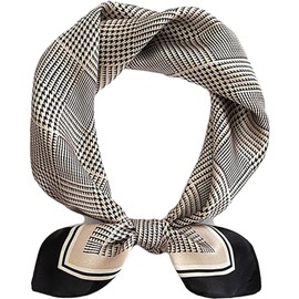 floatingsnow 100% mulberry silk Fashion Hair Scarf for Women Lightweight Silk Feeling Square Scarves 26.7x26.7 inches (Simple and elegant style)