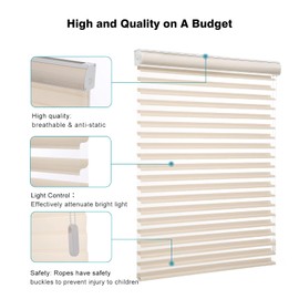 Changshade Size Custom Shangri-La Roller Shades,Corded&Light Filtering Sheer Shade with Thermal Insulated,Privacy Light Control for Windows,Day and Night Blinds for Office,Living Room,Bedroom Beige