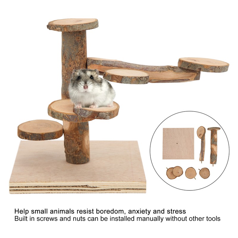 Wooden Hamster Platform Toy Hamster Playground Stand Rotating Ladder for