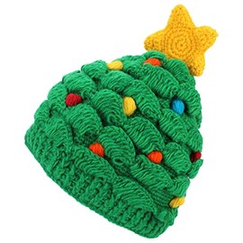 Wool Knit Christmas Tree Hat Fleece Band Lined Xmas