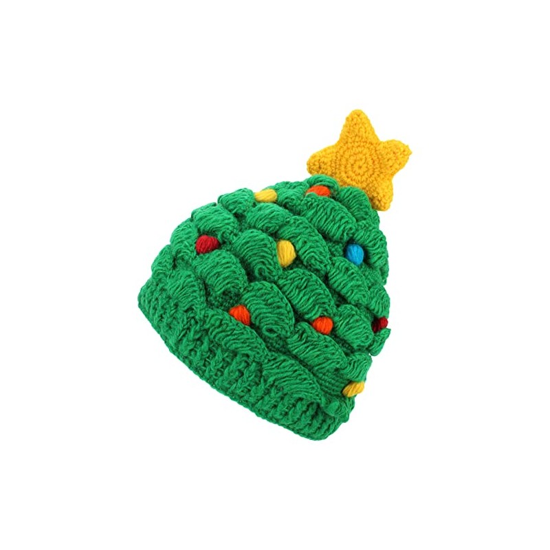Wool Knit Christmas Tree Hat Fleece Band Lined Xmas