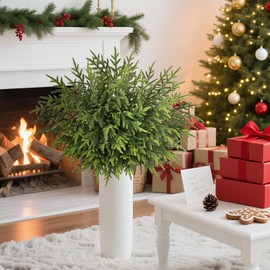 4 Pcs Christmas Norfolk Pine Stems, 36 Inch Real Touch Artificial Norfolk Pine Branches Christmas Greenery Stems, Faux Pine Branches for Vase DIY Garland Wreath Indoor Outdoor Home Decor