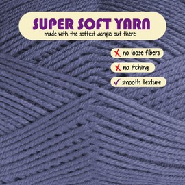 Acrylic Yarn for Crocheting & Knitting - Crochet Yarn for Crocheting, Knitting Yarn, Soft Yarn for Crocheting, 370 Yards Yarn for Knitting, Crafts & Amigurumi, Medium Worsted Weight Yarn 4, Denim Blue