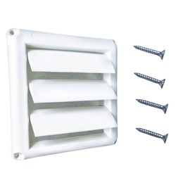 TANGJINGYA 4" Exterior Dryer Vent Cover: White Louvered Design with Pest-Proof Screen - Keeps Out Rats & Birds, Includes 4 Screws for Easy Install