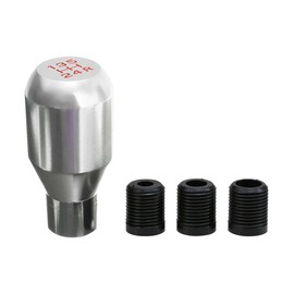 JNNJ Car Gear Knob Universal, Car 5-Speed Gear Knob, Gear Lever with 3 Adapters, Aluminium Alloy Gear Knob Adapter, for Manual Car Manual Transmission (Silver)