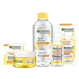 KIT GarnierExpress Aclara Serum  Crema  Agua micelar con Vitamina C                                                                                   