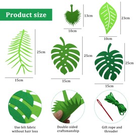 4 Sets Dschungel Palmen Deko Tropische Blätter Bunting Tropische Palmenblätter Banner Grün Felt Leaf Bunting für Dschungel Party Summer Theme Party Safari Deko Geburtstagsfeier
