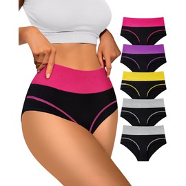 MEIYATING Underwear Women Pack High Waisted Cotton Tummy Control Compression Panties Ladies Postpartum Briefs, MultiB, XL